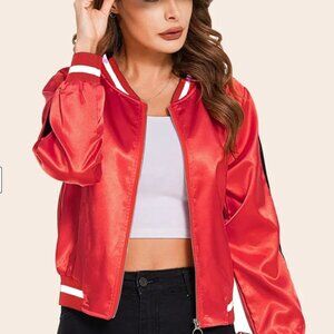 NWT Striped Biker Jacket Zip Up Bomber Jacket - Zeagoo  XXL